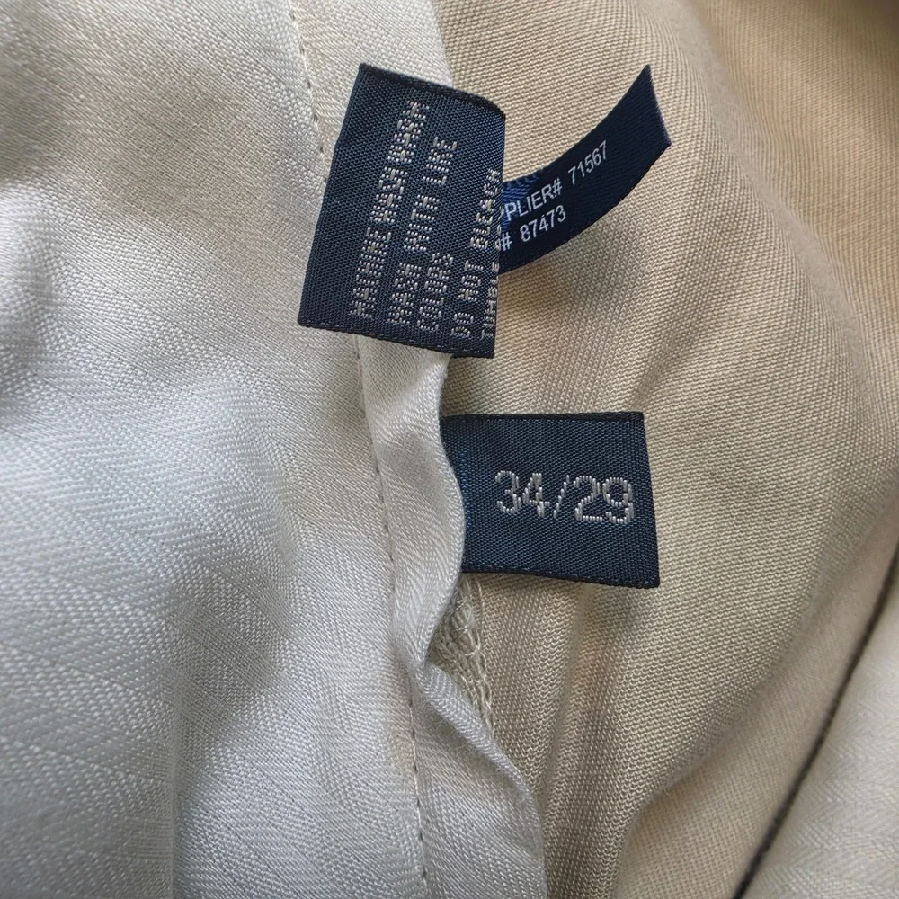 Polo Ralph Lauren Ethan Pants Khaki Tan Mens 34x29 Pleated‎ Front Cotton Chinos